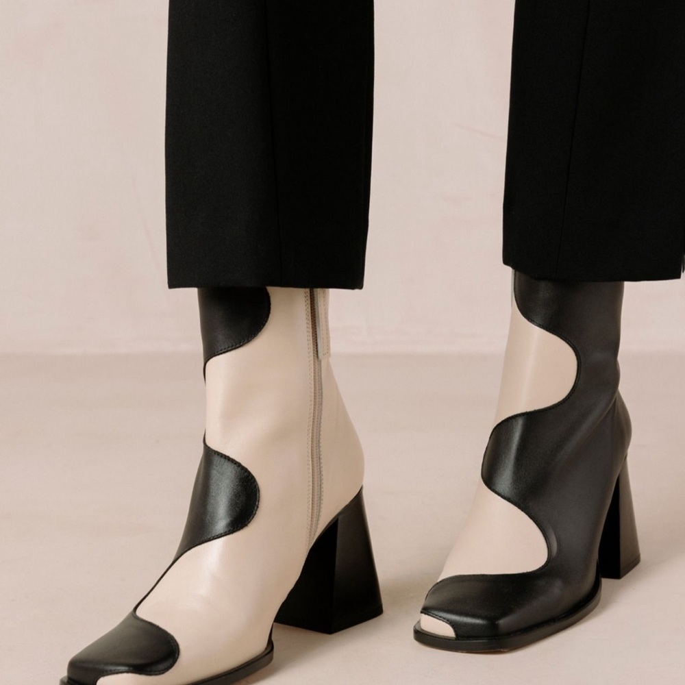 ALOHAS Black and Cream Ankle Boots